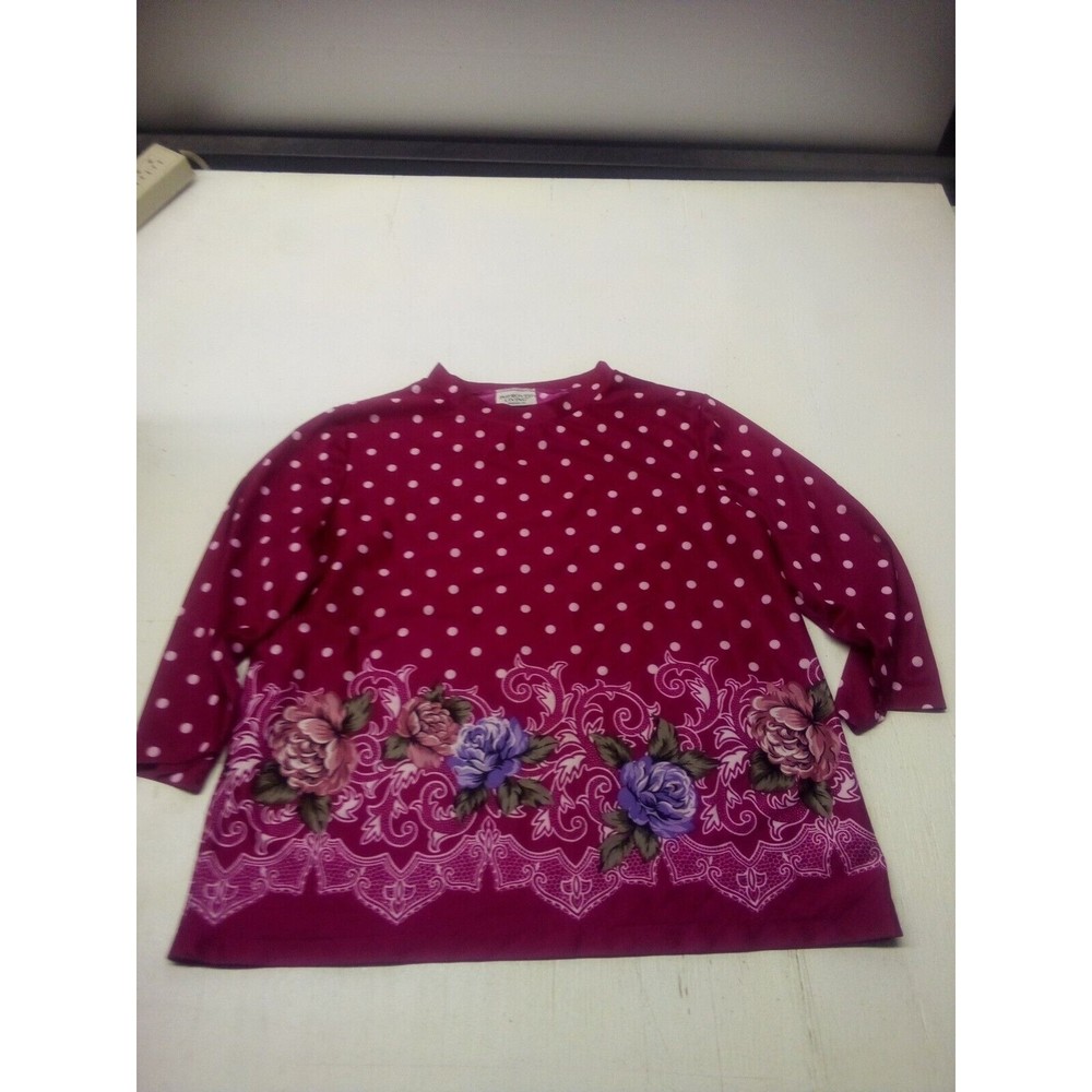 Vintage Improved Living USA Made 100% Polyester Shirt Sz XLarge Pink Floral